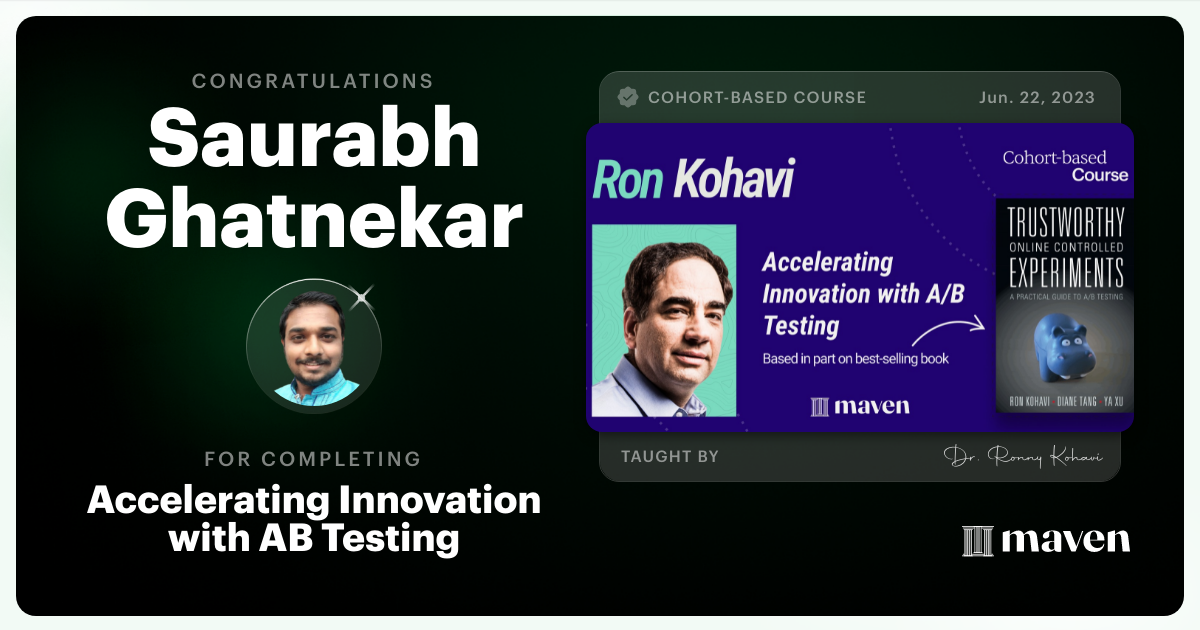 Certificate of Completion for Accelerating Innovation with A/B Testing