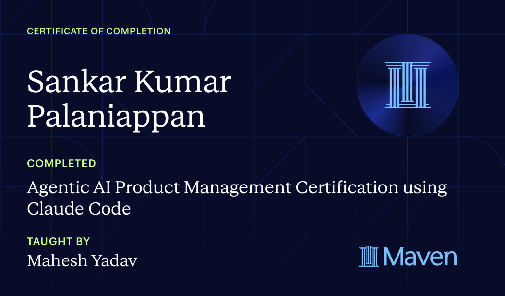 Certificate for Agentic AI Product Management Certification using Claude Code