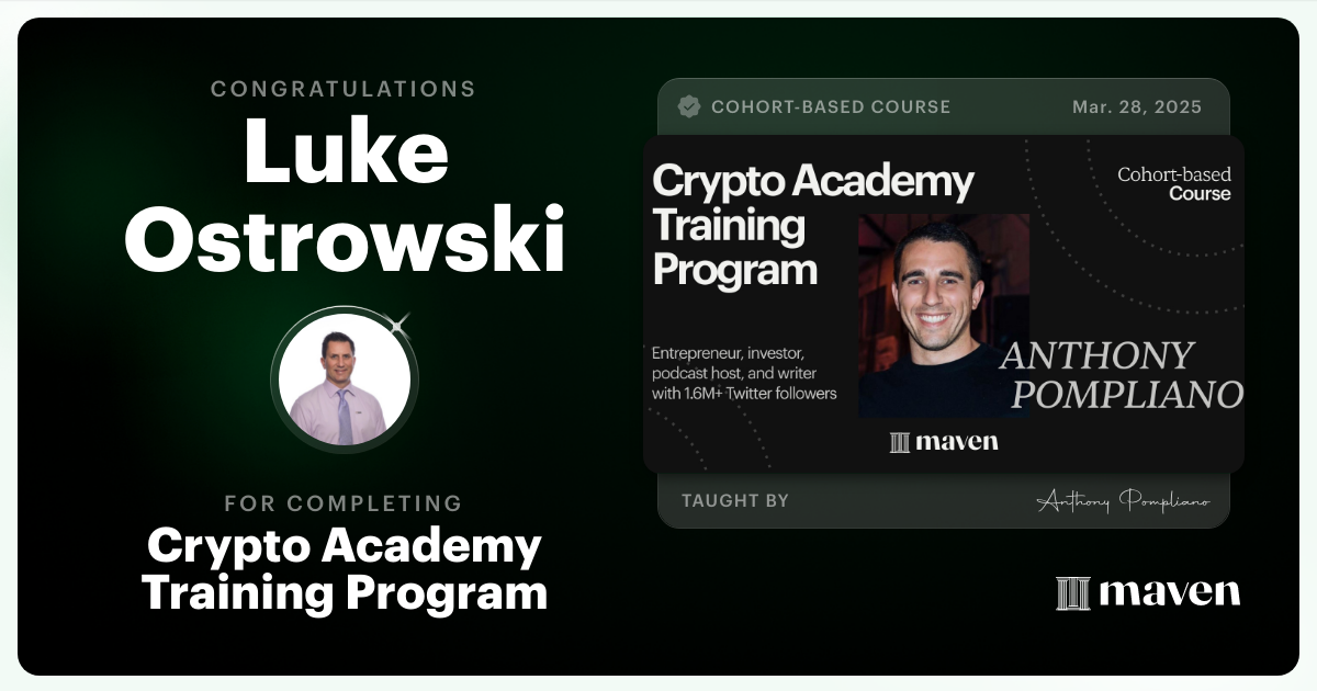 Certificate of Completion for Crypto Academy Training Program