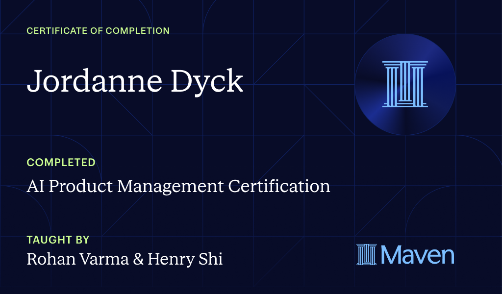 Certificate for AI Product Management Certification by Product Faculty