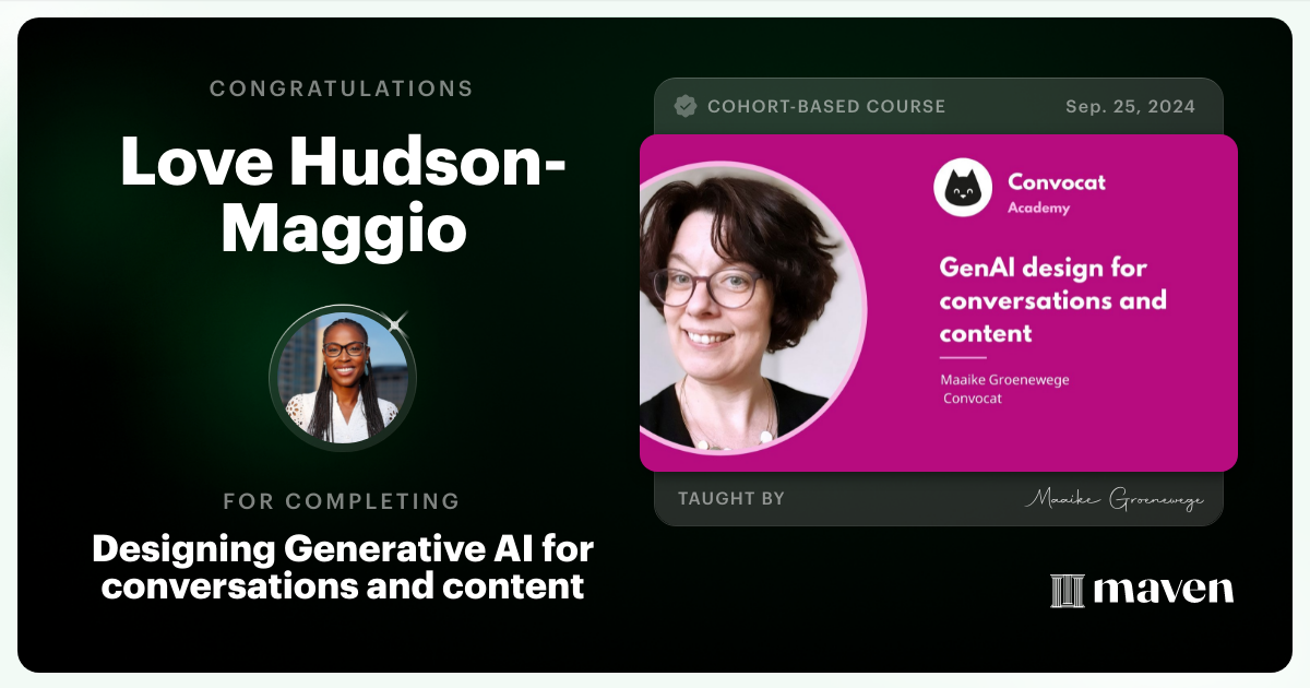 Certificate of Completion for Designing Generative AI for conversations and content
