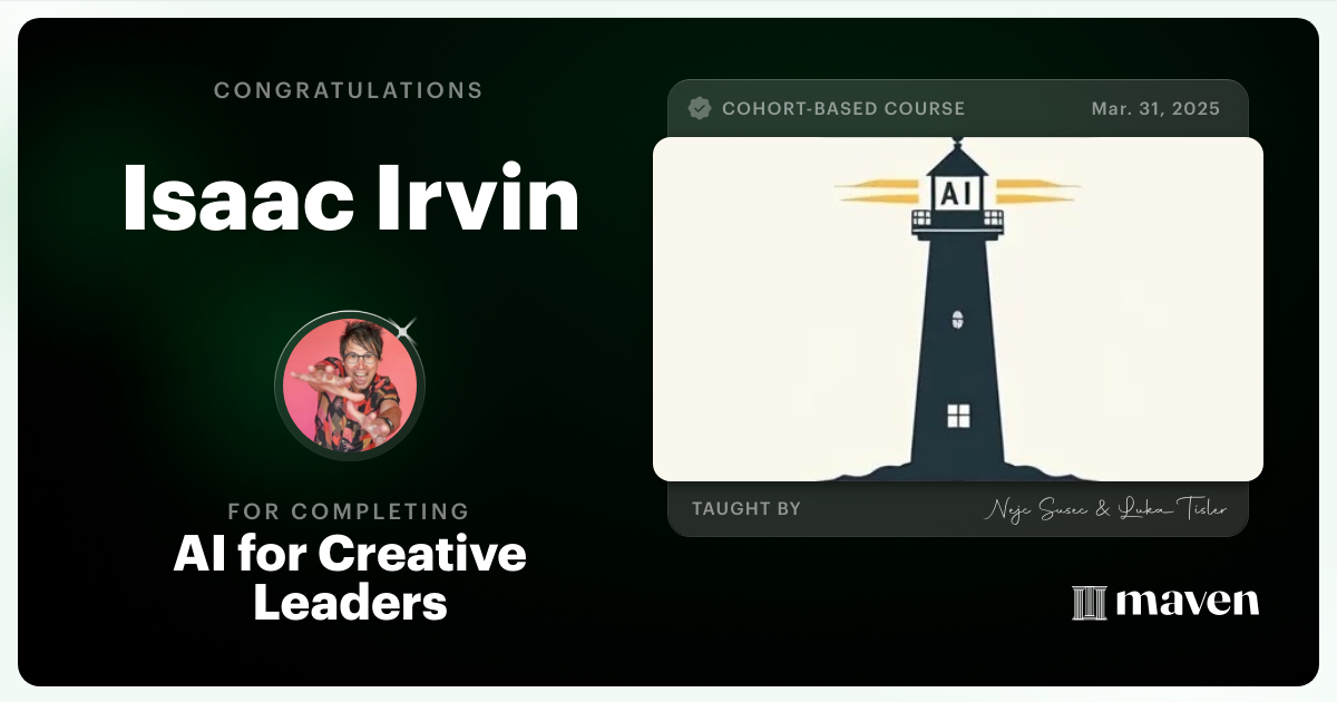 Certificate of Completion for AI for Creative Leaders