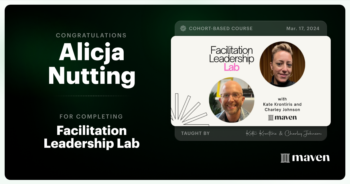 Certificate of Completion for Master the Craft of Group Facilitation