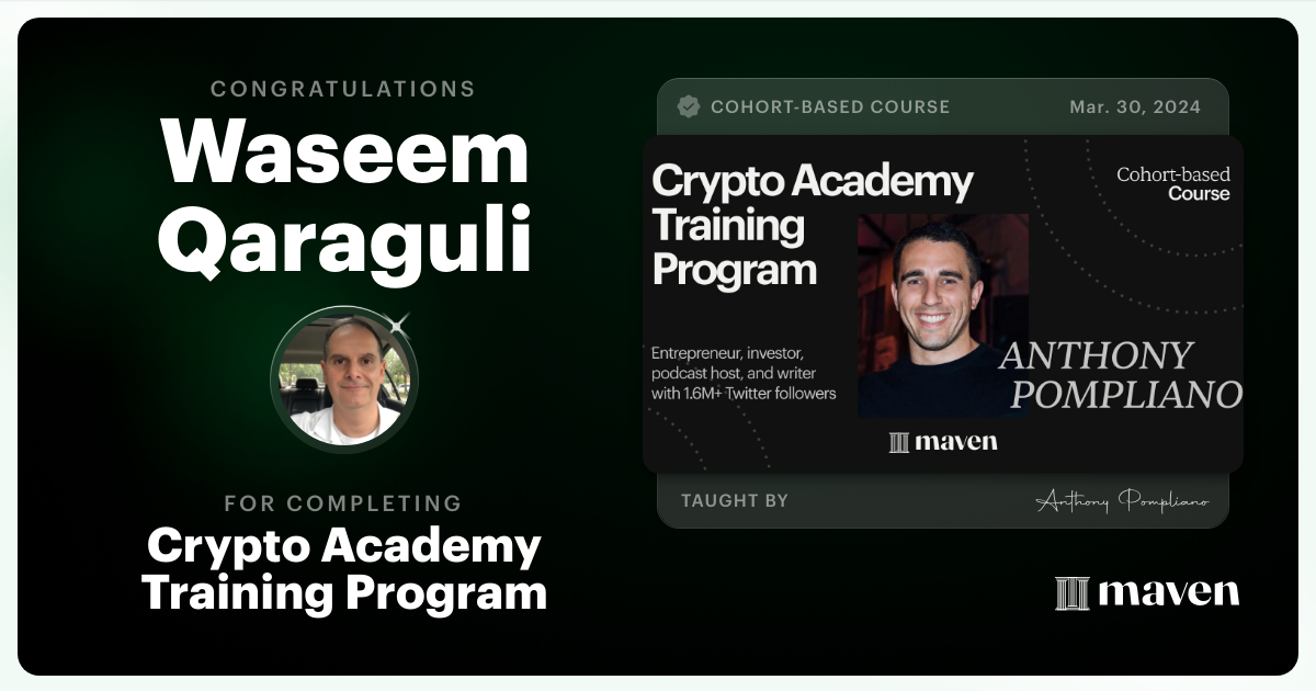 Certificate of Completion for Crypto Academy Training Program