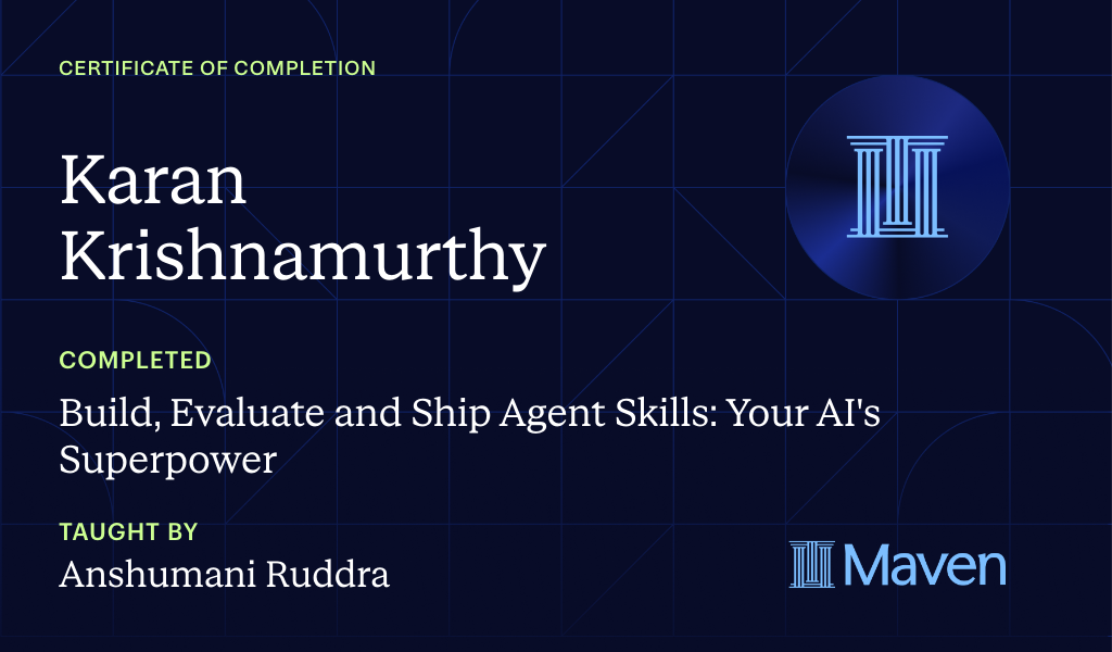 Certificate for Build, Evaluate and Ship Agent Skills: Your AI's Superpower