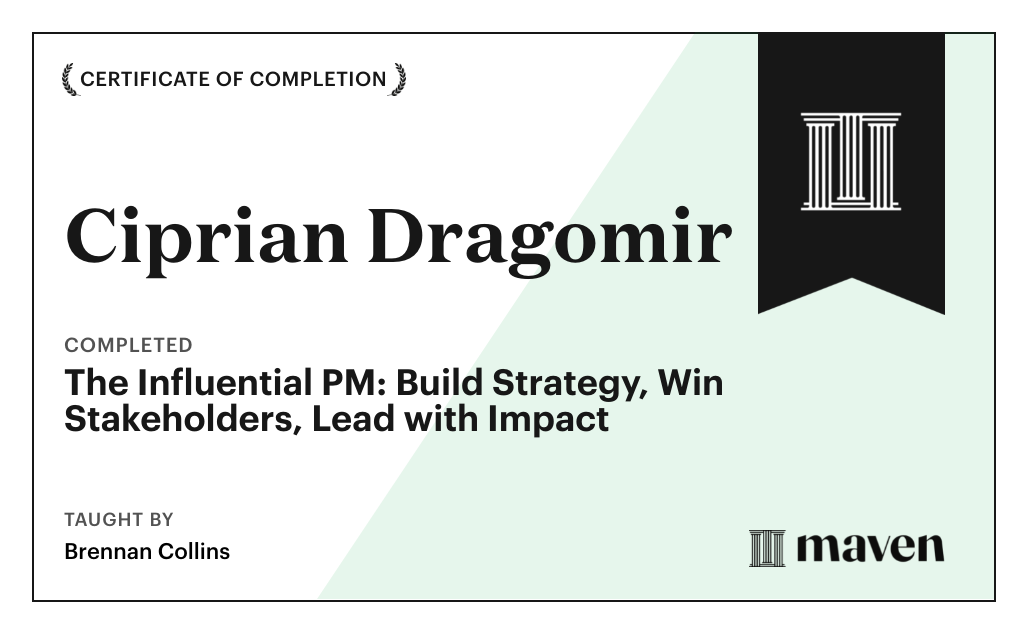 Certificate for The Influential PM: Strategy, Stakeholders, Outcomes