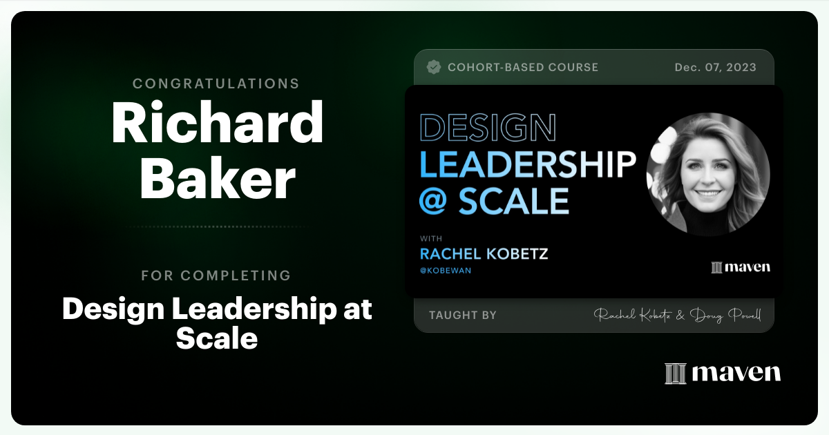 Certificate of Completion for Design Leadership at Scale: Executive