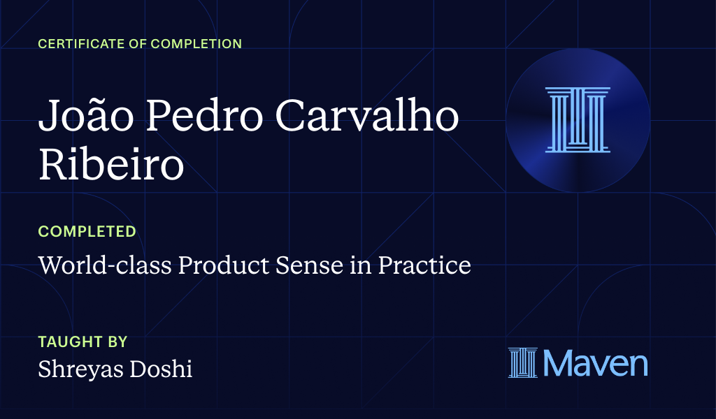 Certificate for World-class Product Sense in Practice