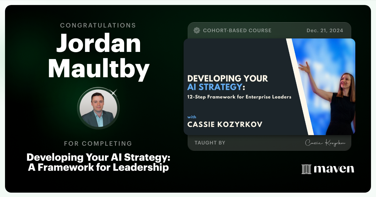 Certificate of Completion for Developing Your AI Strategy: A Framework for Leadership