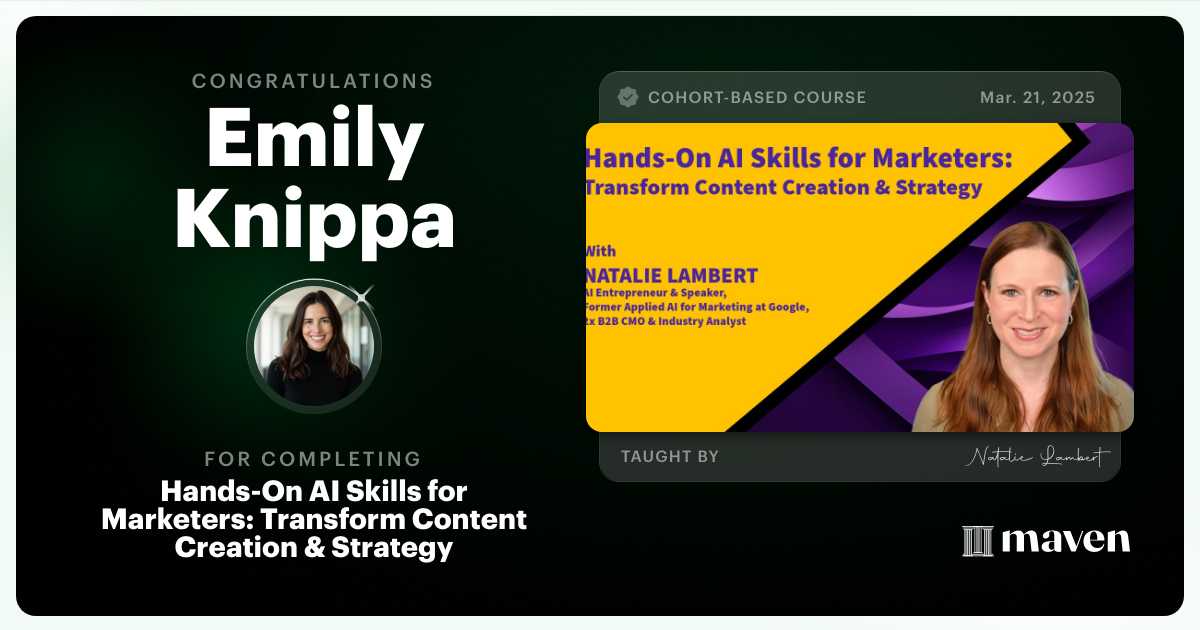 Certificate of Completion for Build Your AI Marketing Team