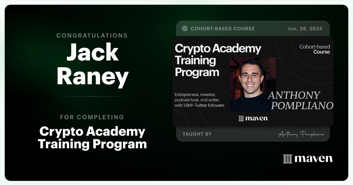 Certificate of Completion for Crypto Academy Training Program