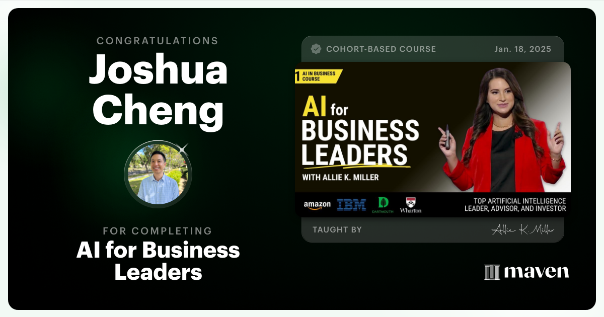 Certificate of Completion for AI for Business Leaders
