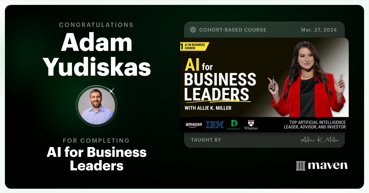 Certificate of Completion for AI for Business Leaders