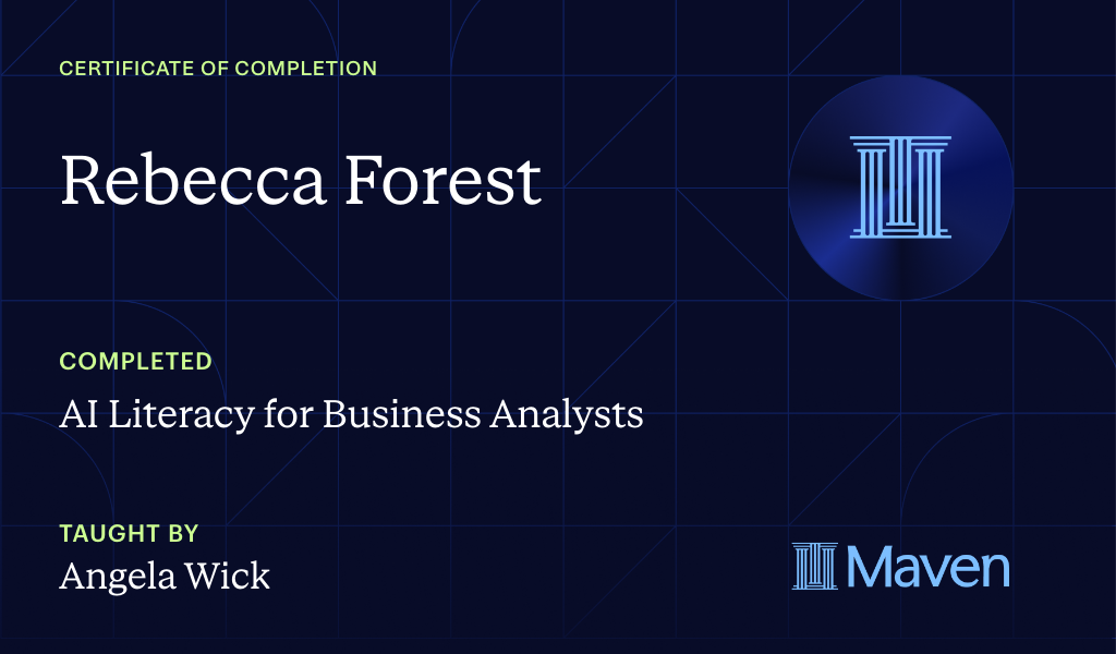 Certificate for AI Literacy for Business Analysts