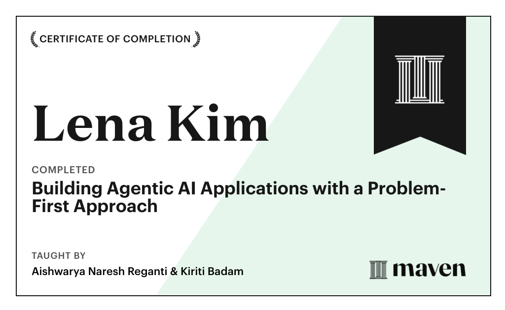 Certificate for Building Agentic AI Applications with a Problem-First Approach