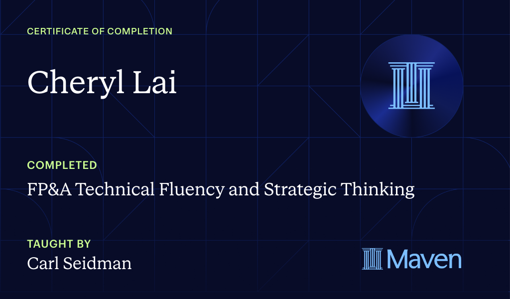 Certificate for FP&A Technical Fluency and Strategic Thinking