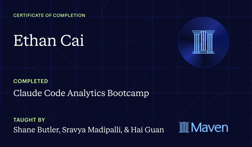 Certificate for Agentic Analytics: Build an AI Analyst
