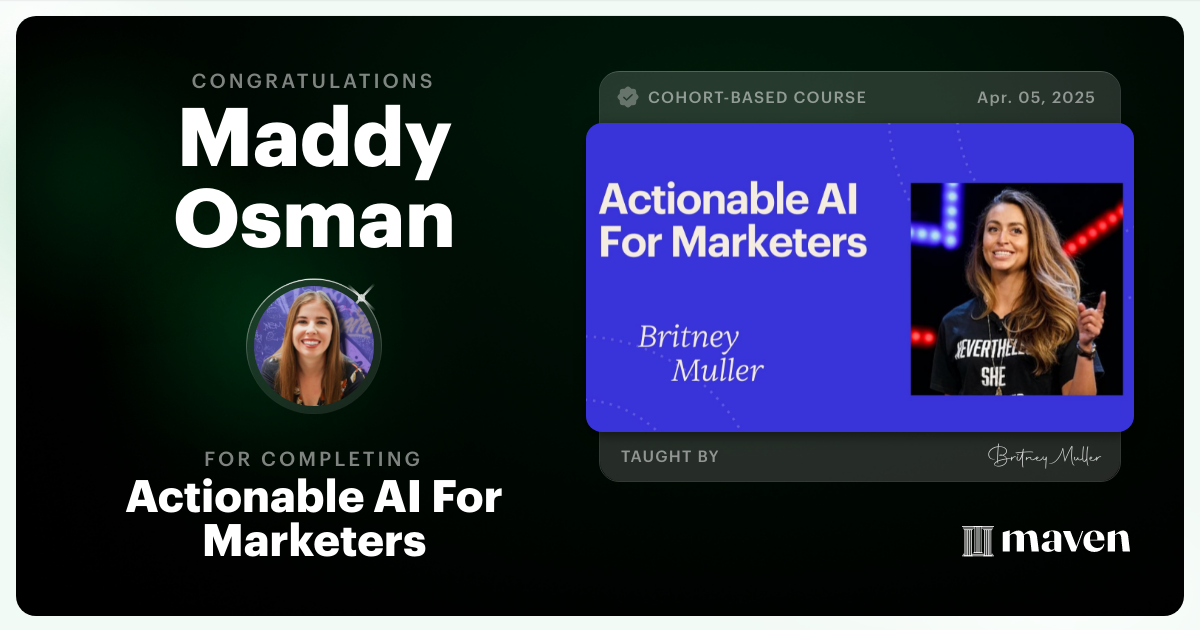 Certificate of Completion for Actionable AI For Marketers
