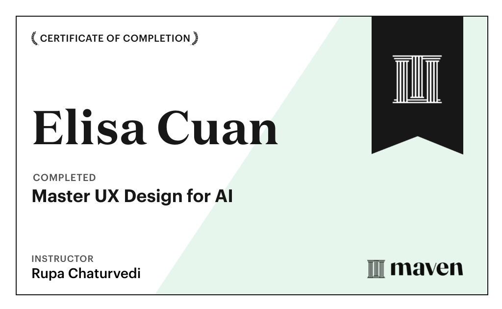 Certificate for Master UX Design for AI - A Career Accelerator for AI Native Designers