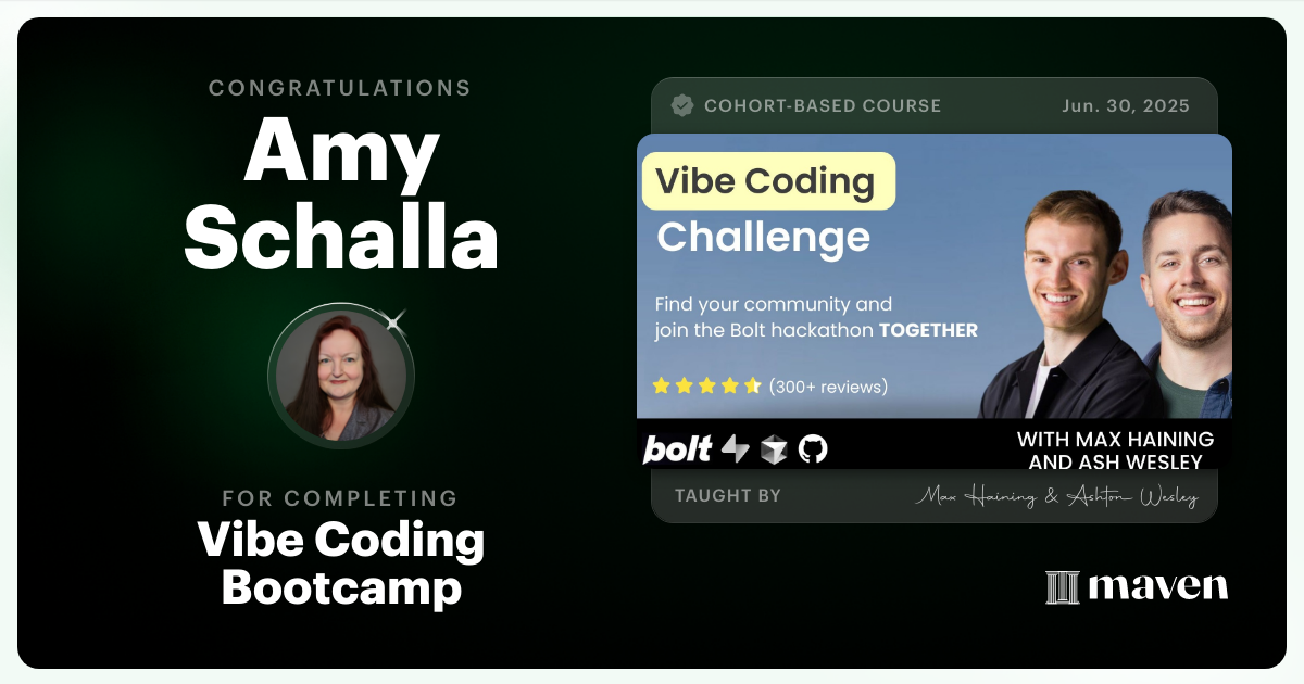 Certificate of Completion for Vibe Coding Bootcamp