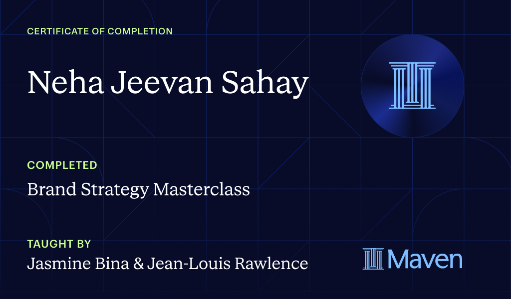 Certificate for Brand Strategy Masterclass