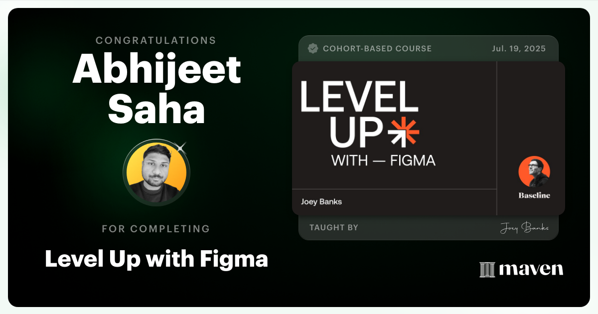 Certificate of Completion for Level Up with Figma