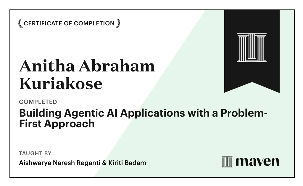 Certificate for Building Agentic AI Applications with a Problem-First Approach