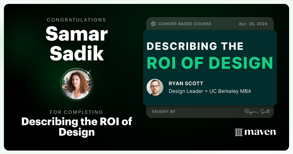 Certificate of Completion for Describing the ROI of Design