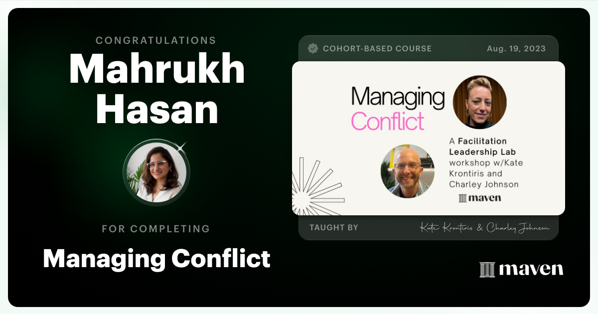 Certificate of Completion for Managing Conflict 