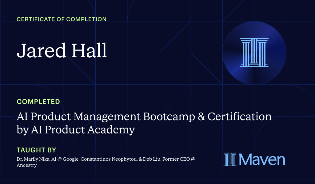 Certificate for AI Product Management Bootcamp & Certification by AI Product Academy