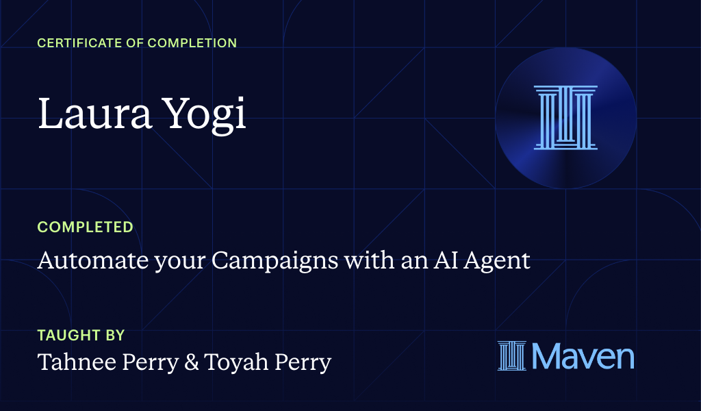 Certificate for Automate Your Creative Campaigns in Claude