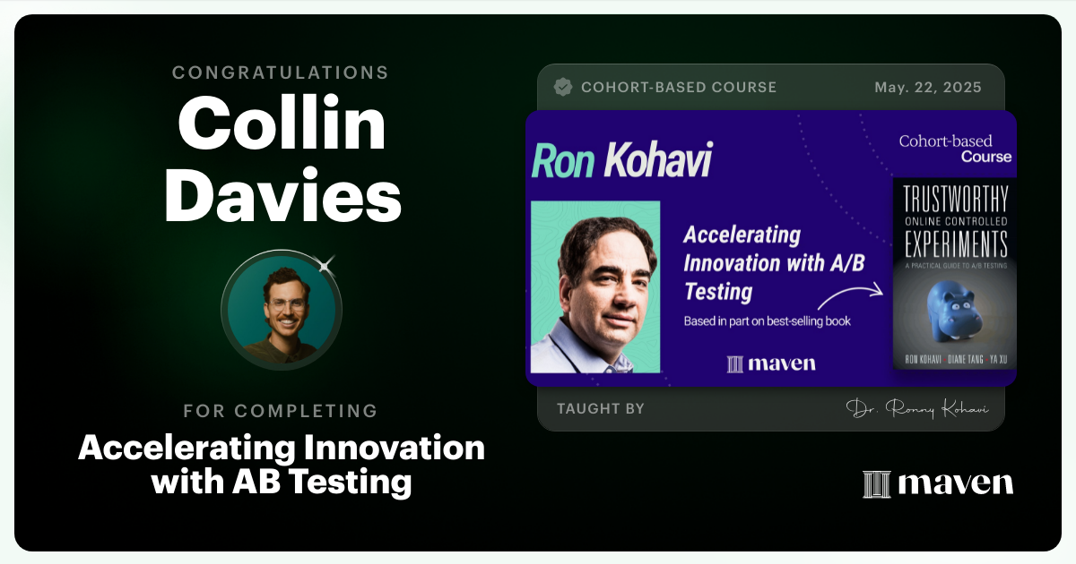 Certificate of Completion for Accelerating Innovation with A/B Testing