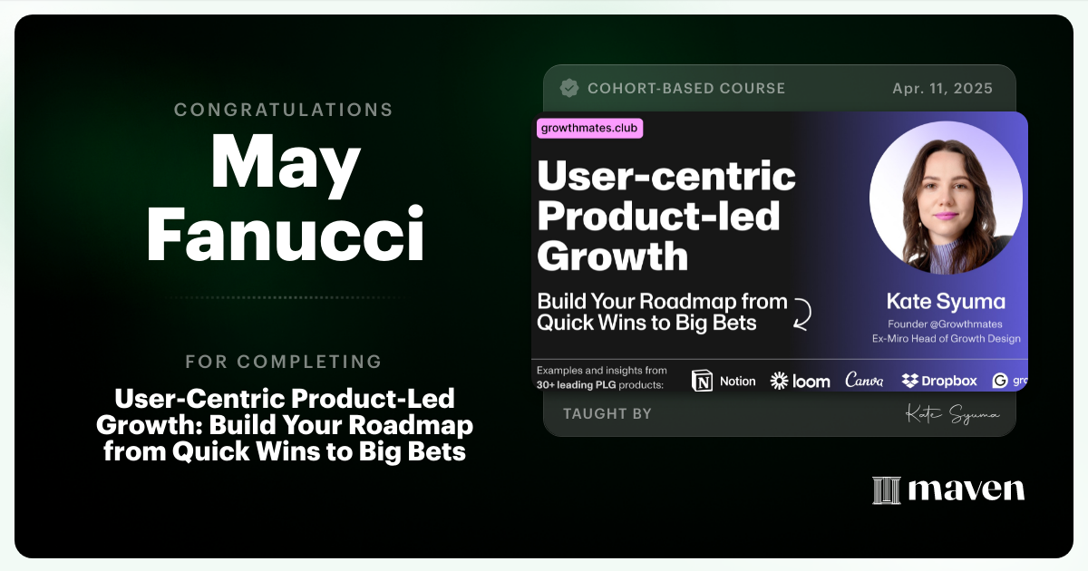 Certificate of Completion for User-Centric Product-led Growth in the AI Era