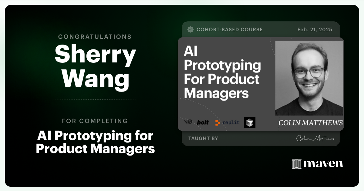 Certificate of Completion for AI Prototyping for Product Managers