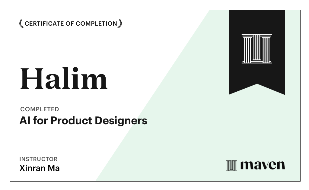 Certificate for AI for Product Designers