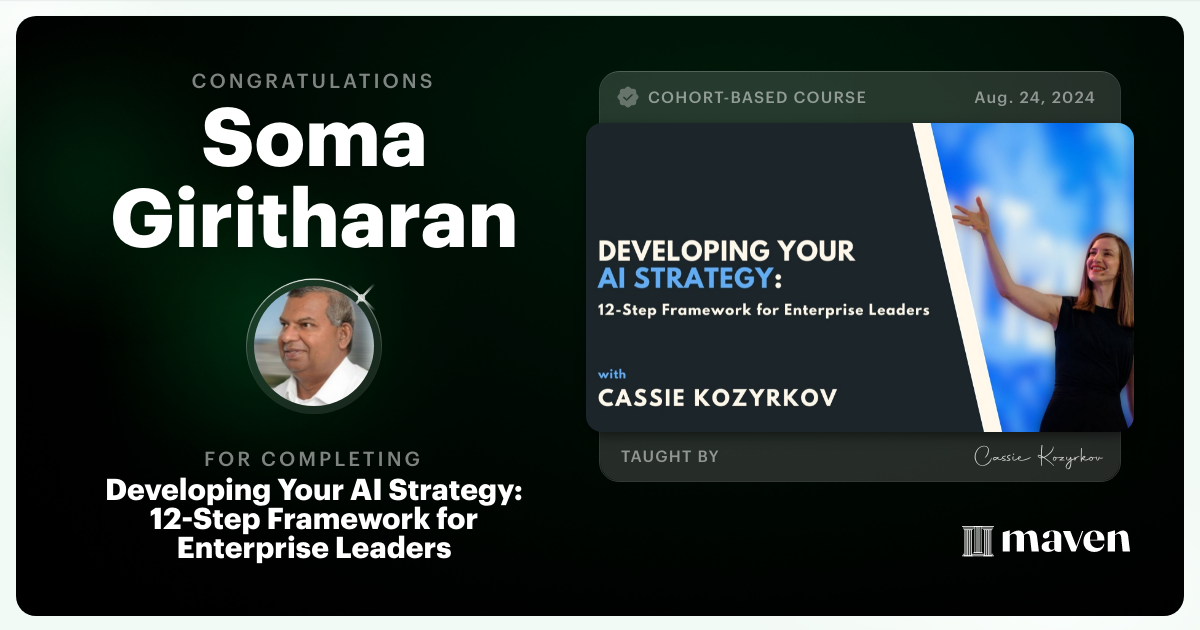 Certificate of Completion for Developing Your AI Strategy: A Framework for Leadership