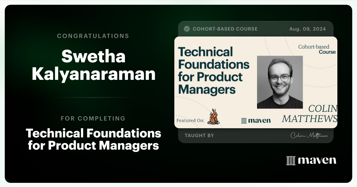 Certificate of Completion for Technical Foundations for Product Managers