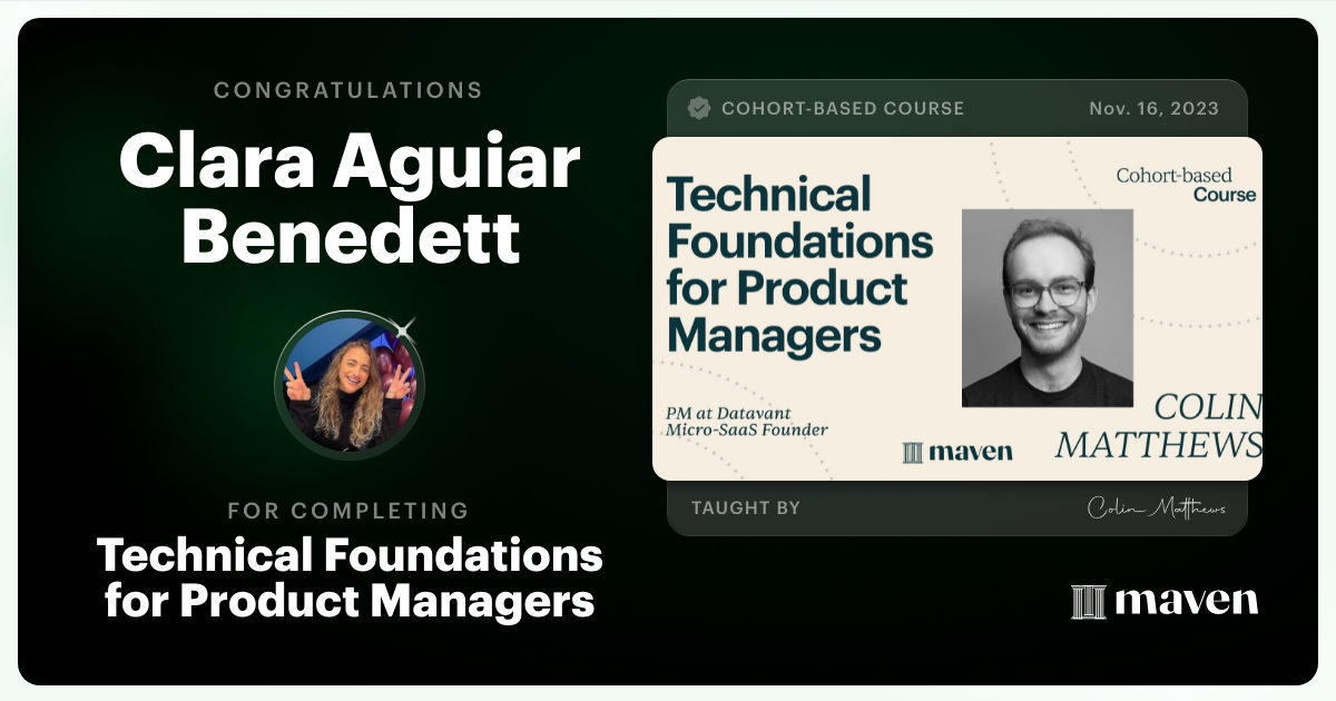 Certificate of Completion for Technical Foundations for Product Managers