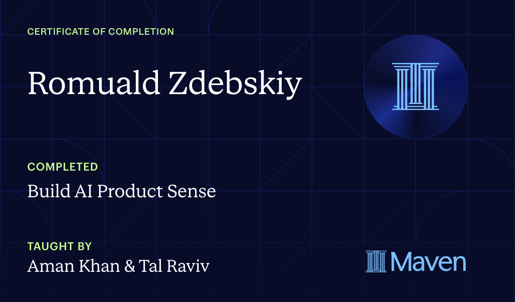 Certificate for Build AI Product Sense