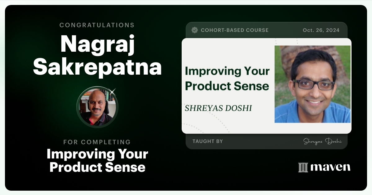 Certificate of Completion for World-class Product Sense in Practice