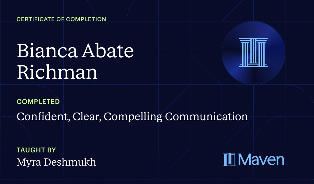 Certificate for Confident, Clear, Compelling Communication