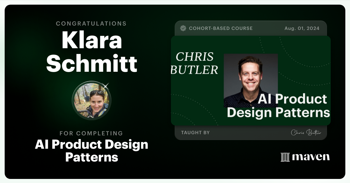 Certificate of Completion for AI Product Design Patterns