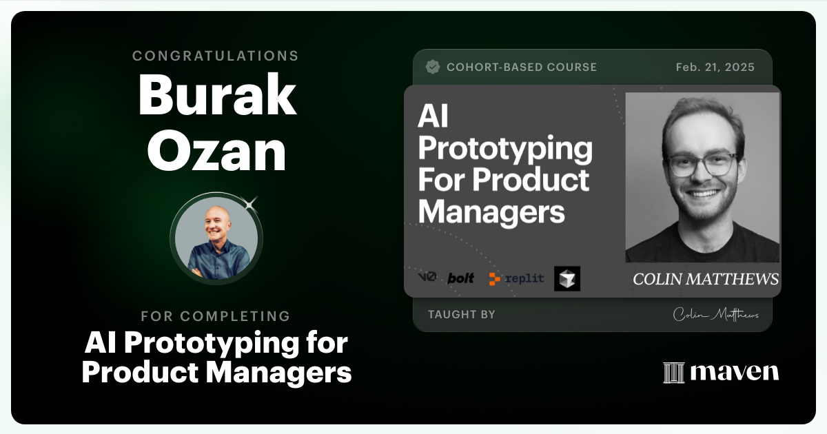 Certificate of Completion for AI Prototyping for Product Managers