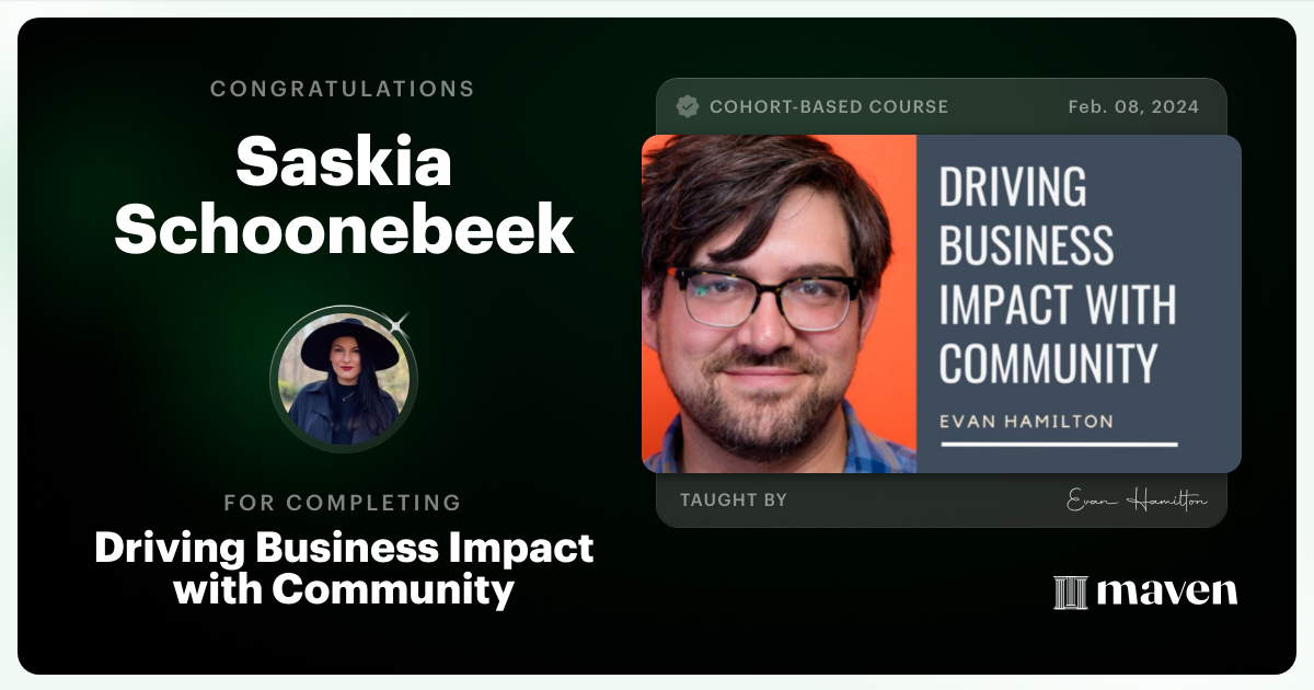 Certificate of Completion for Driving Business Impact with Community