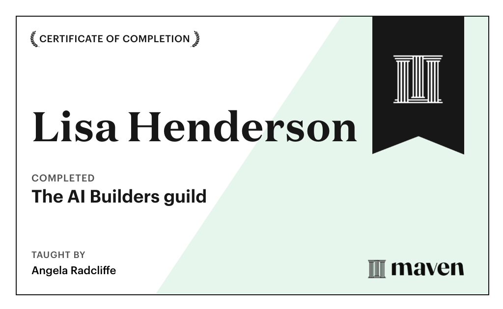 Certificate for The AI Builders guild