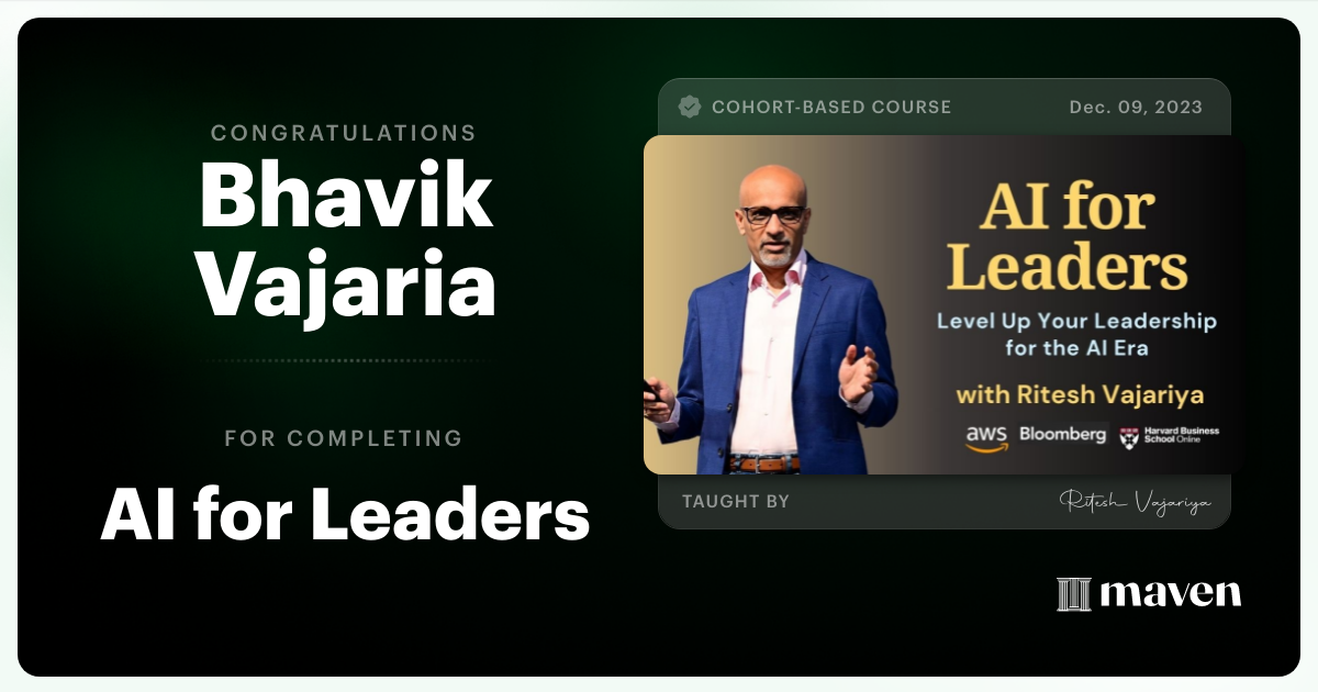 Certificate of Completion for Agentic AI for Leaders