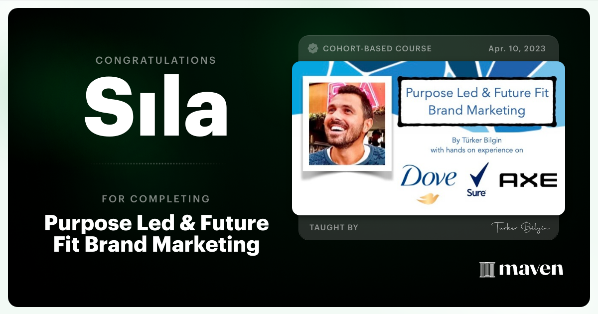 Certificate of Completion for Purpose Led & Future Fit Brand Marketing