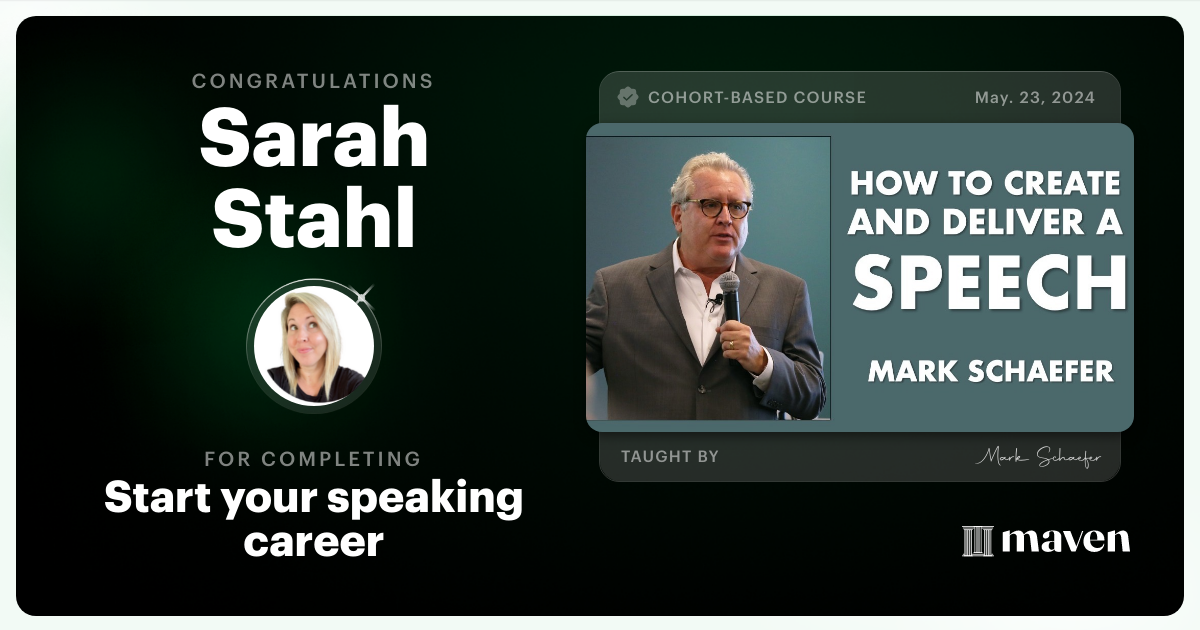 Certificate of Completion for Start your speaking career