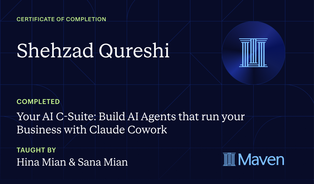 Certificate for Your AI C-Suite: Build AI Agents that run your Business with Claude Cowork