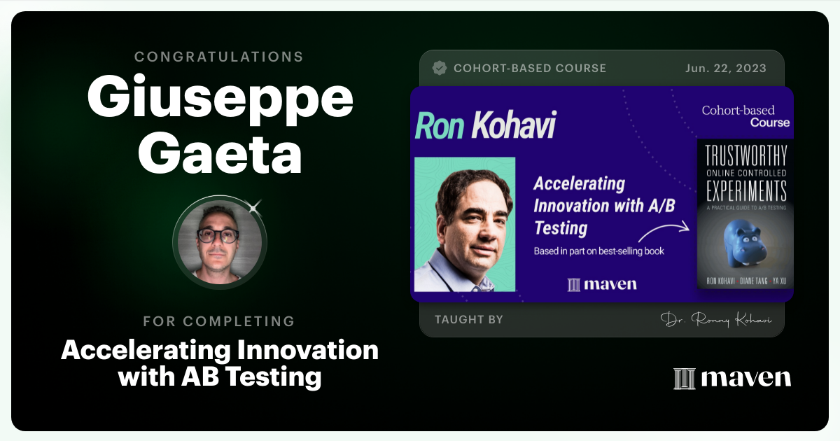 Certificate of Completion for Accelerating Innovation with A/B Testing